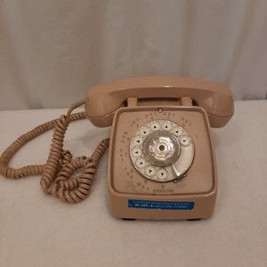 Vintage 1980's GTE Automatic Electric Model 80 Rotary Telephone Beige Tan Phone